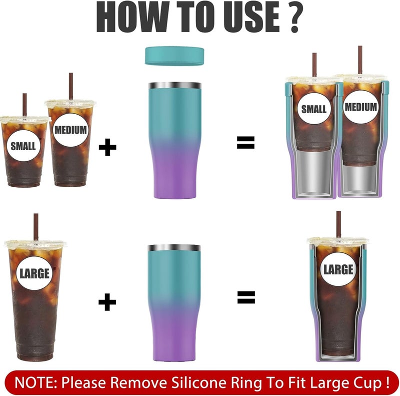 Niceyos Universal Iced Coffee Sleeve - Insulated Double Wall Reusable Stainless Steel Holder Sleeves Insulator for Cold Drinks Fits Small Medium Large To Go Cups Gifts for Men Women Him Her (Fairyland) - Image 2